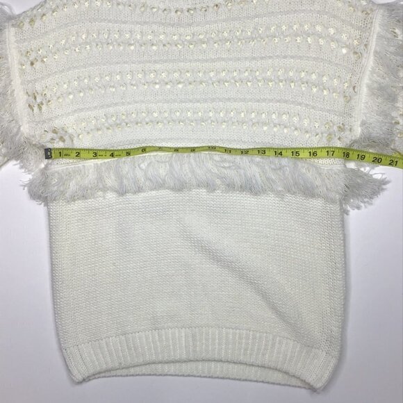 J.O.A Crochet Fringe Openwork Knit Crew Sweater - Picture 7 of 8